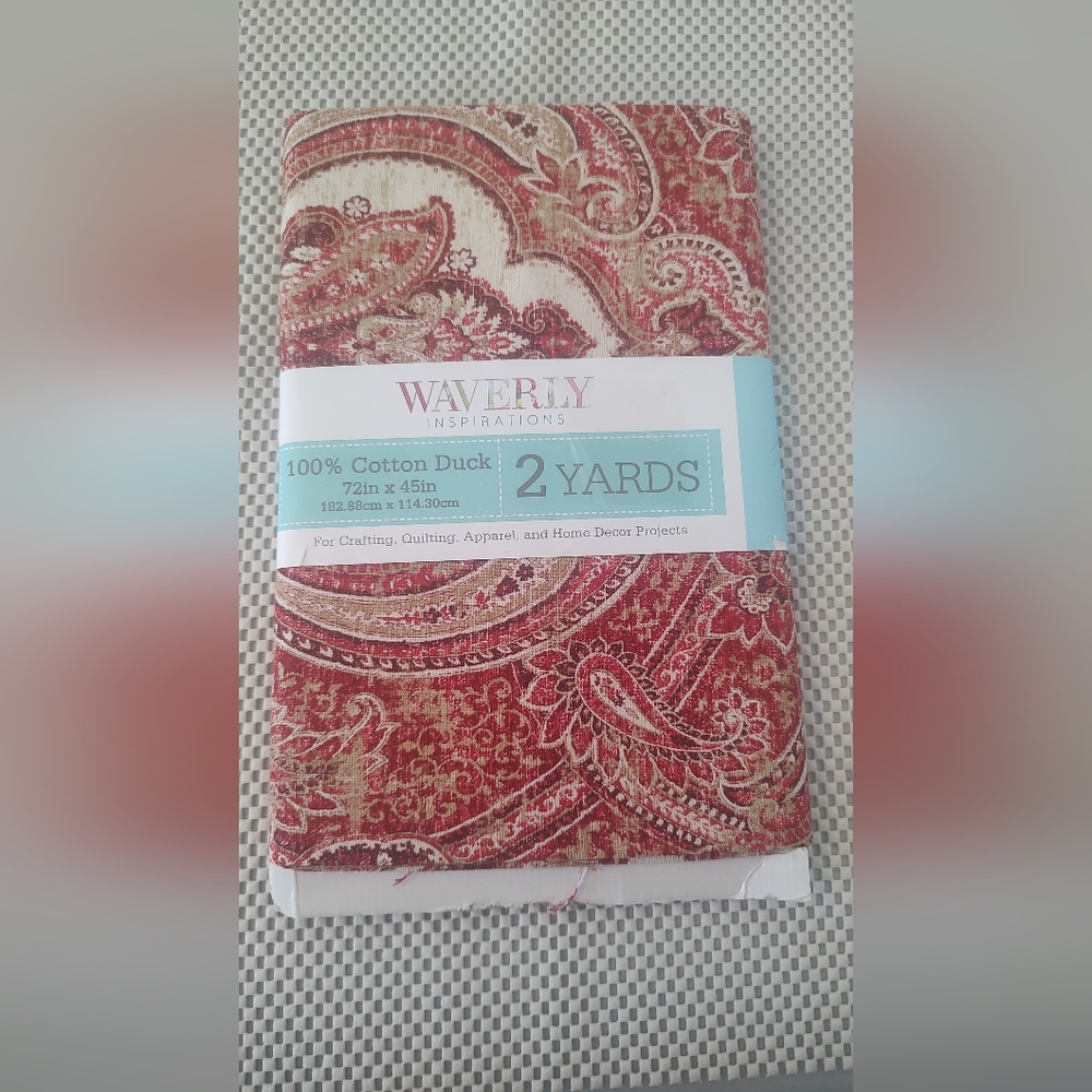 Waverly Inspirations 2 Yard Cut 100% Cotton Duck Print Fabric Emperor Red NWT